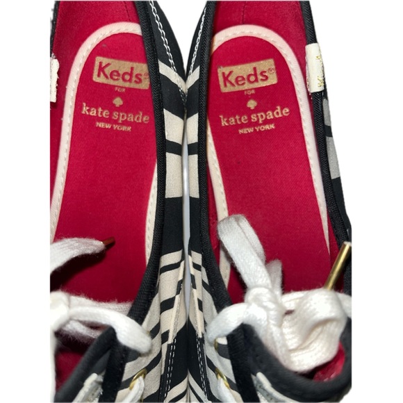 Keds For Kate Spade New York - Lace Up Black and White Tennis Shoes - SZ 8 - Picture 2 of 10